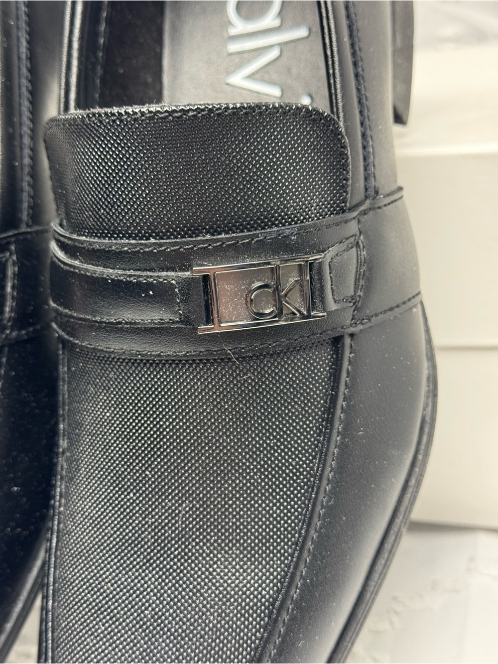 Calvin Klein Men's Jameson Slip-on Dress Shoes - Black Leather Loafers - Picture 3 of 5